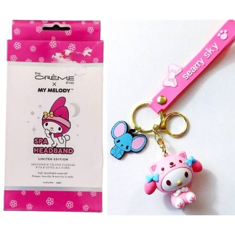 Kuromi My Melody Bundle NWT Wristlet Keychain Spa Headband Y2K Bracelets